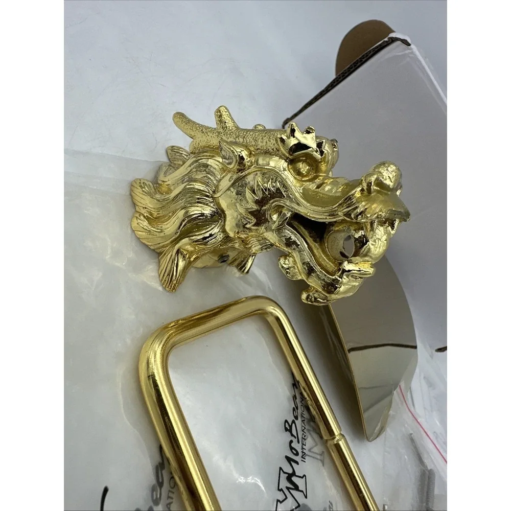 Metal Gold Tone Dragon Bath Toilet Paper Holder